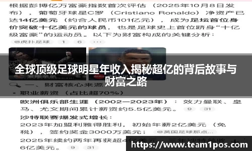 全球顶级足球明星年收入揭秘超亿的背后故事与财富之路